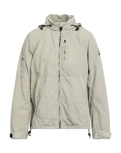 Ecoalf Man Jacket Grey Size L Recycled Nylon, Cotton In Green