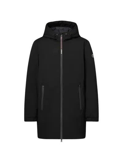 Ecoalf Pasu Hooded Zip-up Coat In Black