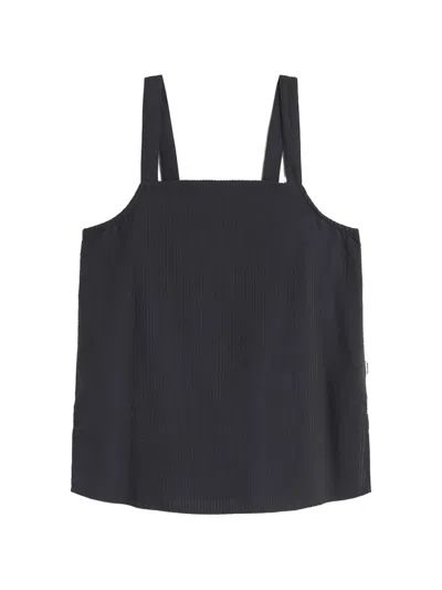 Ecoalf Seersucker-textured Sleeveless Top In Black