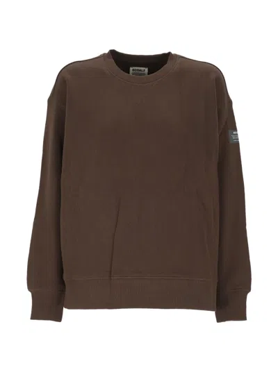 Ecoalf Slogan-print Cotton Sweater In Brown