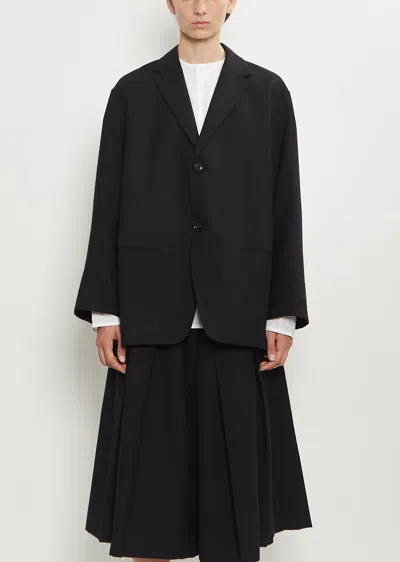 École De Curiosités Edouard Wool Gabardine Blazer In Black
