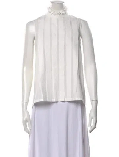 Pre-owned École De Curiosités Mock Neck Sleeveless Top In White