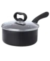 Ecolution Aluminum 2 Quart Evolve Non-stick Saucepan With Glass Lid In Black