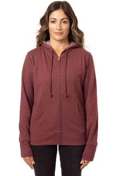 Econscious Women's Heathered Full-zip Hooded Sweatshirt In Burgundy