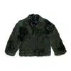 Ecopel Faux Fur Coat - Navy/green In Green