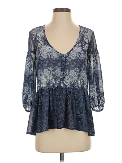 Pre-owned Ecote 3/4 Sleeve Blouse In Blue