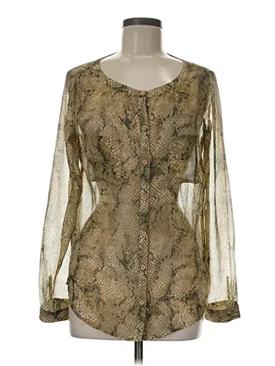 Pre-owned Ecote Long Sleeve Blouse In Gold