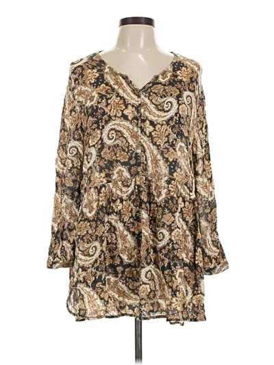 Pre-owned Ecote Long Sleeve Blouse In Gold