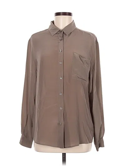 Pre-owned Ecote Long Sleeve Button Down Shirt In Brown