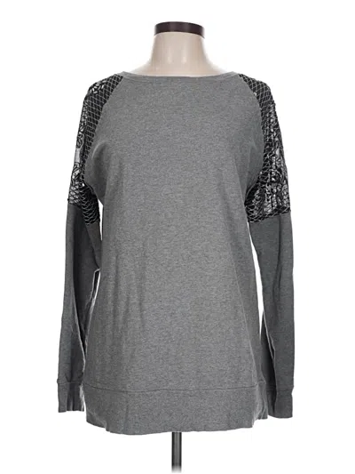 Pre-owned Ecote Long Sleeve Top Gray Boatneck Tops