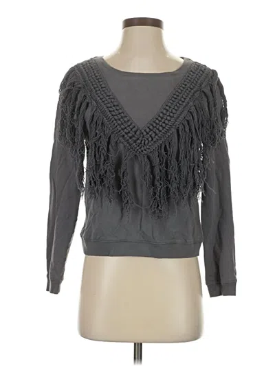 Pre-owned Ecote Long Sleeve Top Gray Scoop Neck Tops