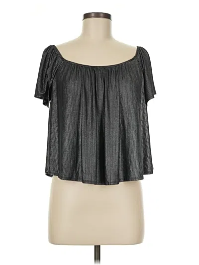 Pre-owned Ecote Short Sleeve Blouse In Gray