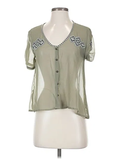 Pre-owned Ecote Short Sleeve Blouse In Green