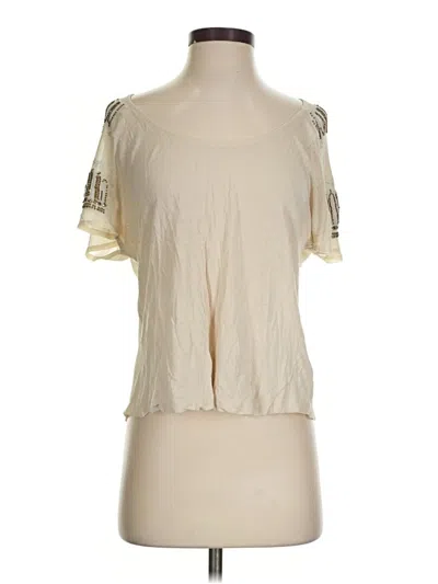 Pre-owned Ecote Short Sleeve Top Ivory Square Neckline Tops