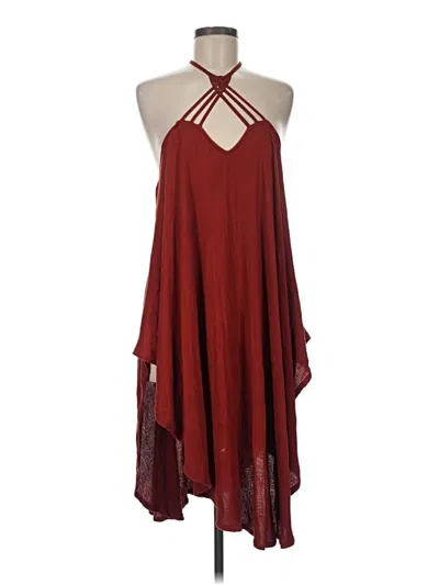 Pre-owned Ecote Sleeveless Top Burgundy Halter Neckline Tops