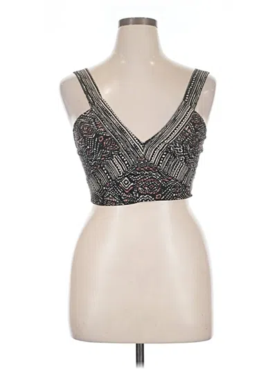 Pre-owned Ecote Tank Top Silver Plunge Neckline Tops
