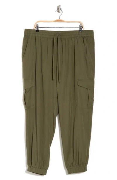 Ecothreads Drawstring Cargo Joggers In Dusty Olive