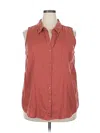 Ecothreads Sleeveless Button Down Shirt In Red