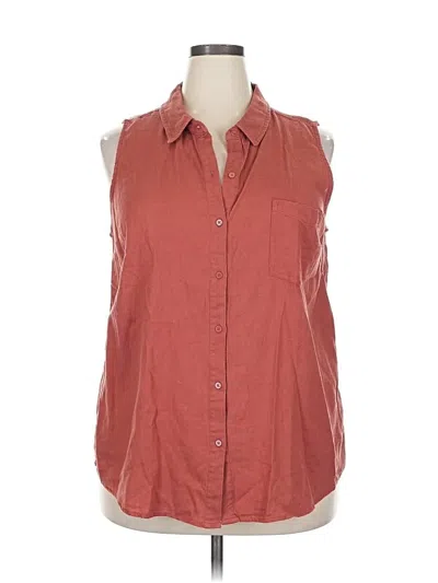 Ecothreads Sleeveless Button Down Shirt In Red