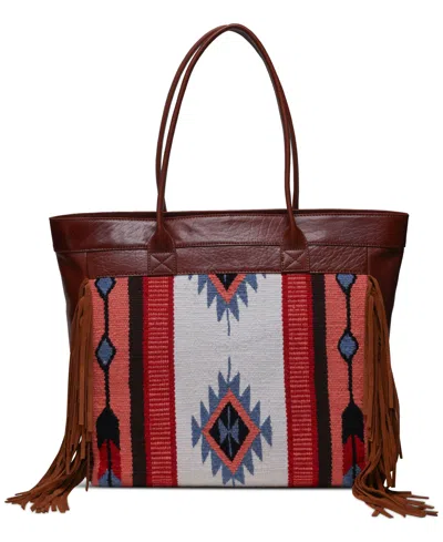 Écotorie Jackson Leather Bohemian Fringe Tote In Multi
