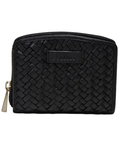 Écotorie Katy Handwoven Leather Zip Around Wallet In Black