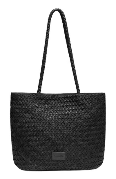 Écotorie Ecotorie Lubbock Woven Leather Tote Bag In Black