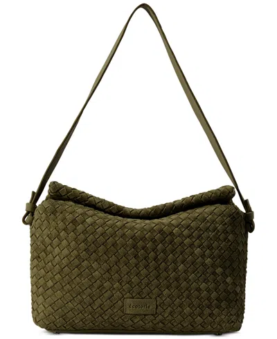 Écotorie Miranda Suede Intrecciato Weaving Medium Shoulder Handbag In Olive