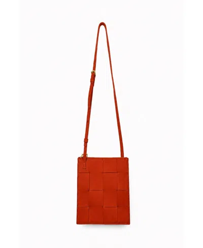 Écotorie Polly Woven Leather Adjustable Crossbody Bag In Rust