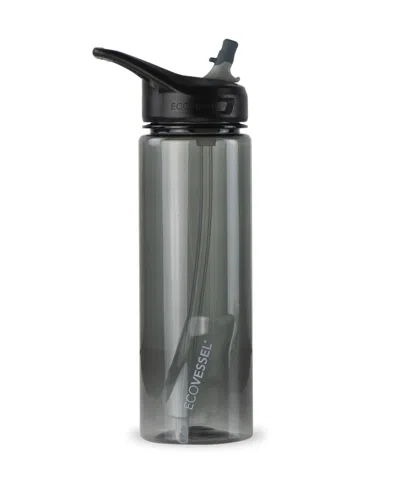 Ecovessel Wave Eastman Tritan Plastic Bottle With Flip Straw Lid, 24 oz In Black