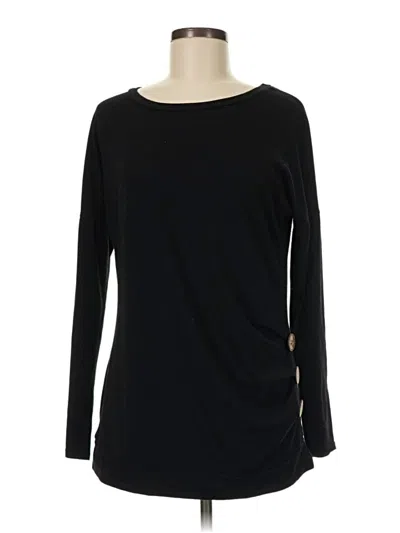 Pre-owned Ecowish Long Sleeve Top Black Boatneck Tops