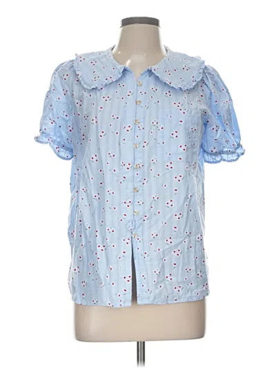 Pre-owned Ecowish Short Sleeve Blouse In Blue