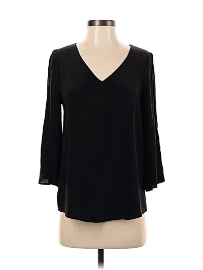 Pre-owned Ecru 3/4 Sleeve Silk Top Black V Neck Tops