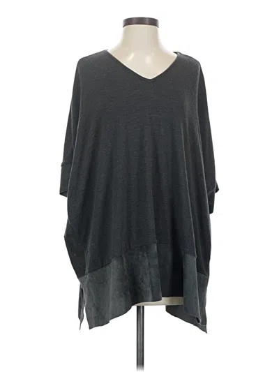 Pre-owned Ecru 3/4 Sleeve Top Gray V-neck Tops