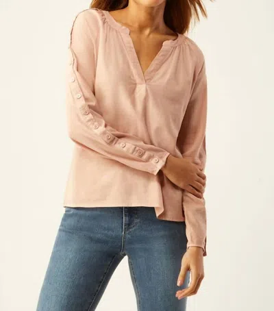 Ecru Barrymore Button Sleeve Shirt In Dusty Rose In Beige
