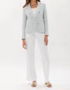 Ecru Double Breasted Tweed Blazer In Blue/white In Blue