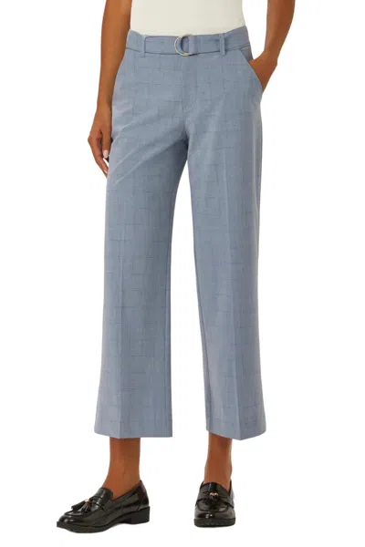 Ecru Franklin Wide Leg Cropped Pant In Blue Broken Plaid In Grey