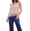 Ecru Fringe Tank Top In Raffia In Beige