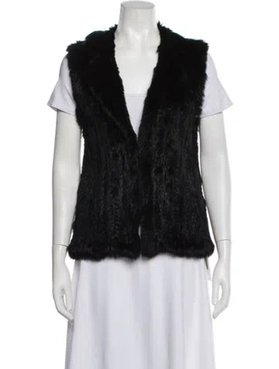 Pre-owned Ecru Fur Vest In Black
