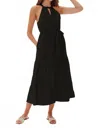 Ecru Hathaway Embroidered Halter Dress In Black In Black