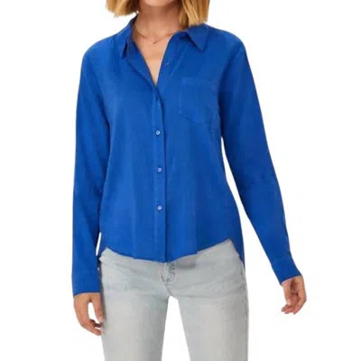 Ecru Hepburn Roll Sleeve Shirt In Washed Cobalt In Multi