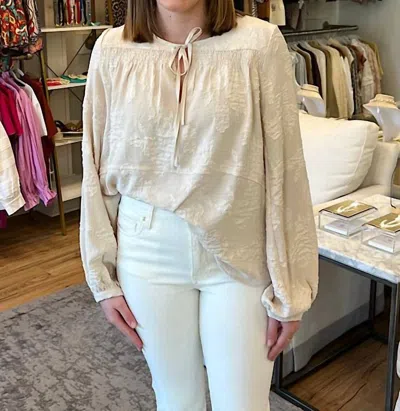 Ecru Jacquard Texture Blouse In Beige In Neutral