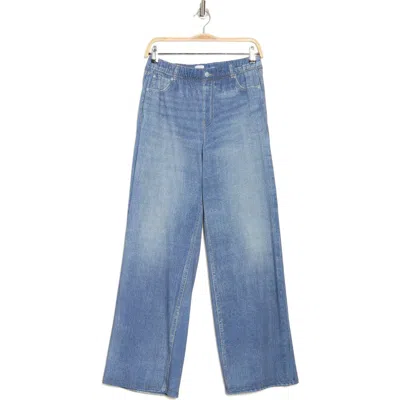 Ecru Jean Printed French Terry Wide Leg Pants In Indigo Wash
