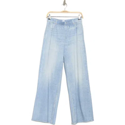 Ecru Jean Printed French Terry Wide Leg Pants In Light Wash