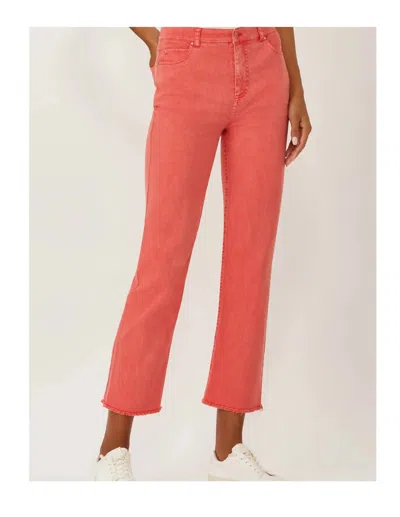 Ecru La Cienega Straight Leg Cropped Jean In Washed Scarlet In Pink