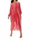 Ecru Lawrence Off The Shoulder Dress In Efflorescent In Red
