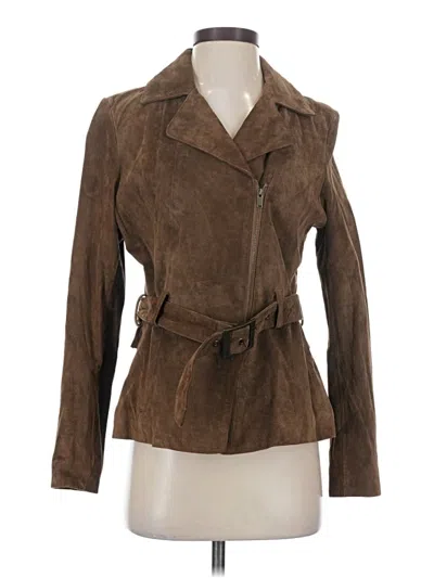 Pre-owned Ecru Leather Jacket In Brown