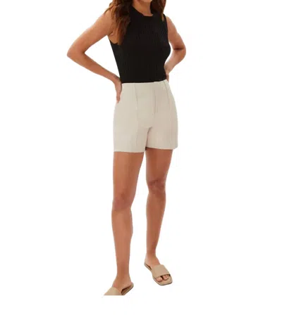 Ecru Leather Short With Pintucks In Natural In White
