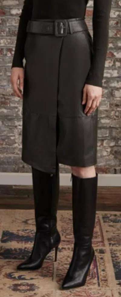 Ecru Leather Wrap Skirt In Military In Green