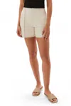 Ecru Letaher Short With Pintucks In Natural In Beige