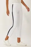 Ecru Limited Edition La Cienega Side Detail Cropped Jeans In White/navy In Multi